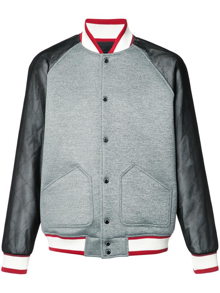 Mostly Heard Rarely Seen Varsity Bomber Jacket, Men's, Size: Large, Grey, Polyester/nylon