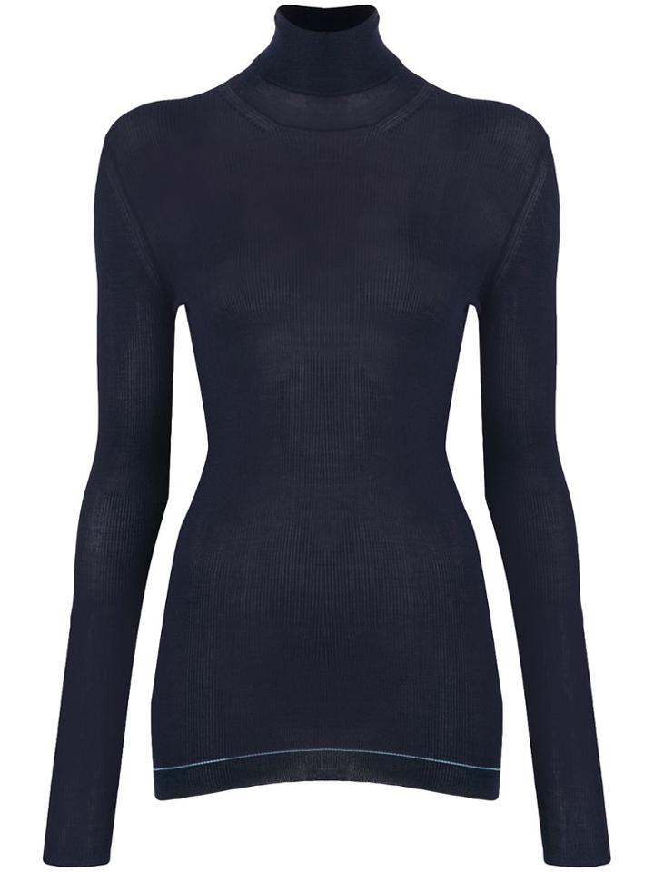 Prada Ribbed Turtle Neck Sweater - Blue