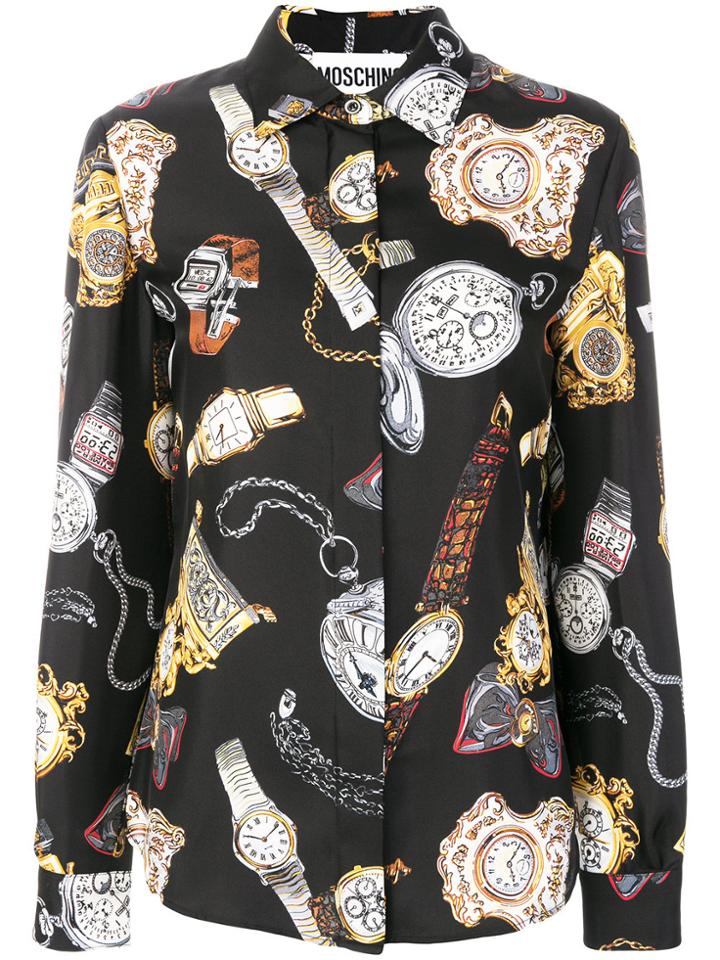 Moschino Timepiece Print Shirt - Black