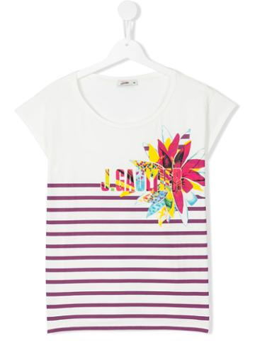 Junior Gaultier - Teen Logo Print Stripe T-shirt - Kids - Cotton/spandex/elastane - 14 Yrs, Nude/neutrals
