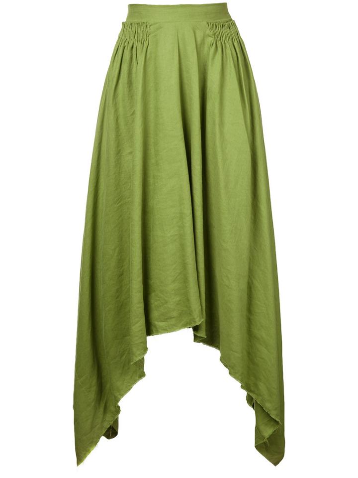 Kitx Ribbon Gathered Skirt, Women's, Size: 10, Green, Linen/flax/lyocell