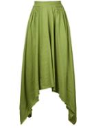 Kitx Ribbon Gathered Skirt, Women's, Size: 10, Green, Linen/flax/lyocell