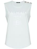 Balmain Button-shoulder Logo Vest - Blue