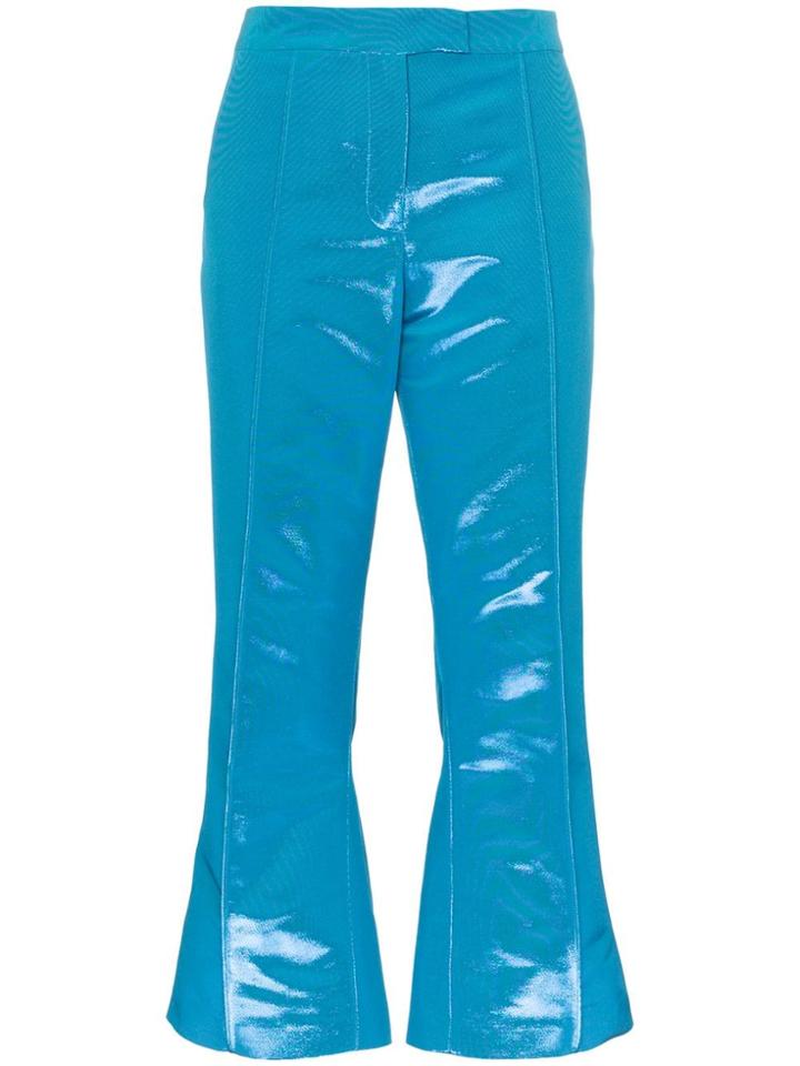 Rosie Assoulin The Scrunchy Cropped Silk Cotton Blend Trousers - Blue