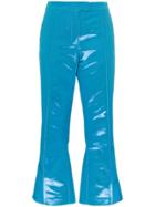 Rosie Assoulin The Scrunchy Cropped Silk Cotton Blend Trousers - Blue
