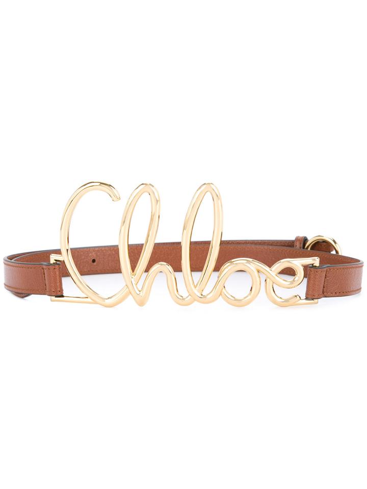 Chloé Front Logo Embellished Belt - Brown
