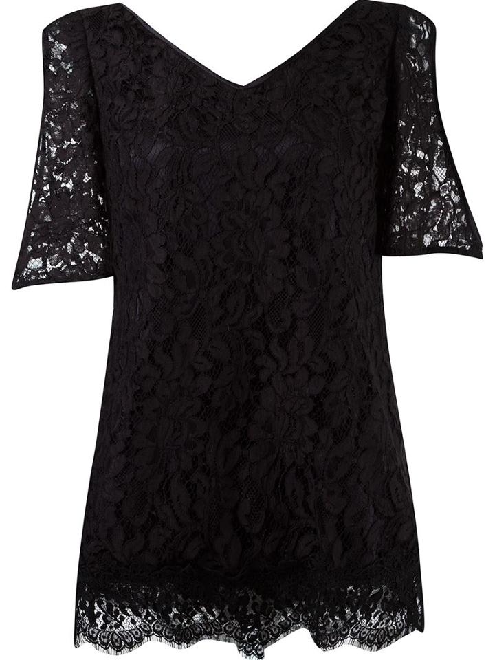 Martha Medeiros V-neck Lace Blouse, Women's, Size: 38, Black, Silk/cotton/polypropylene