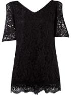 Martha Medeiros V-neck Lace Blouse, Women's, Size: 38, Black, Silk/cotton/polypropylene