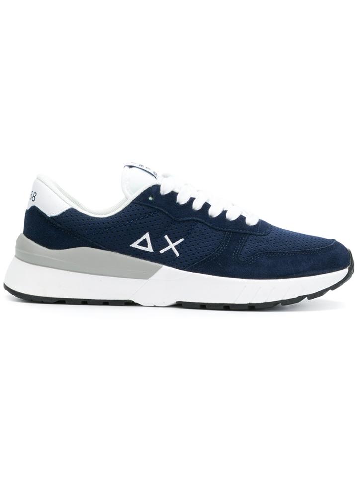 Sun 68 Colour-block Logo Sneakers - Blue