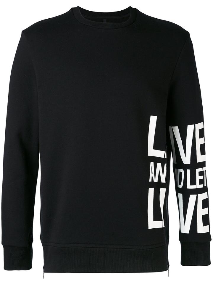 Neil Barrett - Slogan Printed Sweatshirt - Men - Cotton/spandex/elastane/viscose - M, Black, Cotton/spandex/elastane/viscose