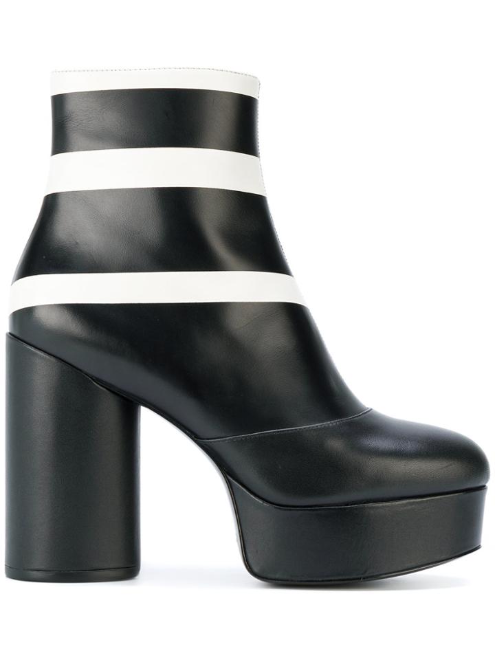 Marc Jacobs Striped Amber Platform Ankle Boots - Black