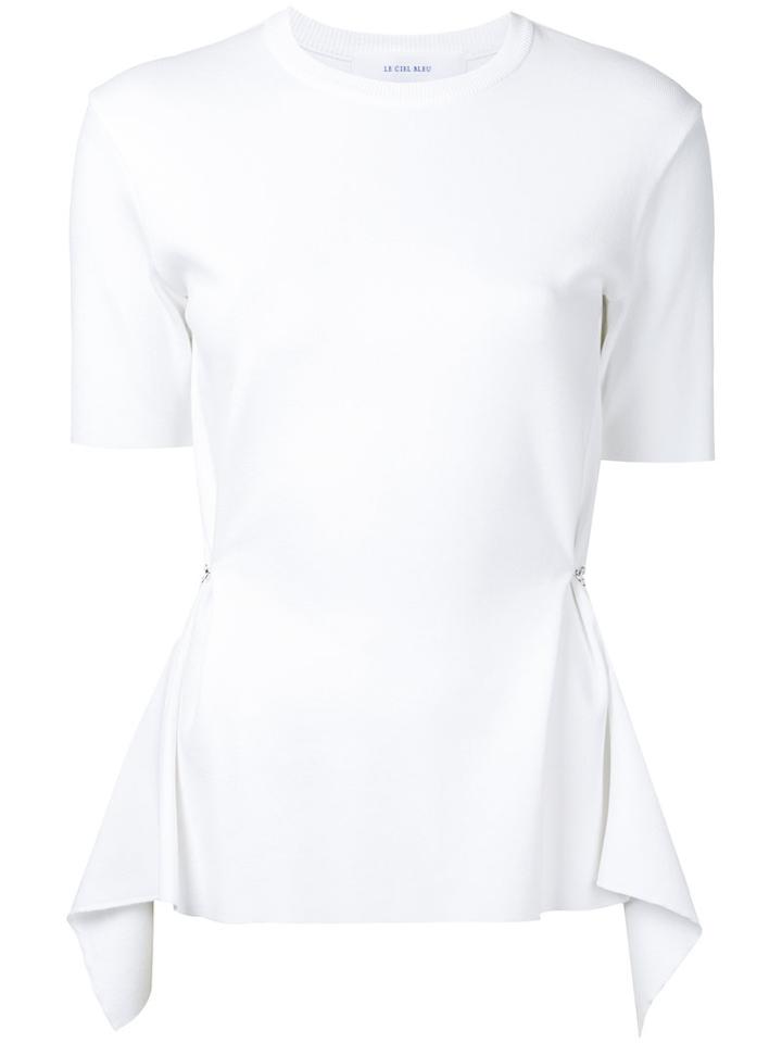 Le Ciel Bleu - Irregular Hem Knit Top - Women - Nylon/polyester/rayon - 36, White, Nylon/polyester/rayon