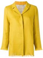's Max Mara Raw-hem Blazer, Women's, Size: 46, Yellow/orange, Linen/flax/cotton/spandex/elastane/cotton