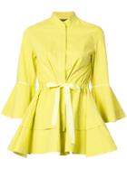 Josie Natori Lantern Sleeve Peplum Shirt - Yellow & Orange