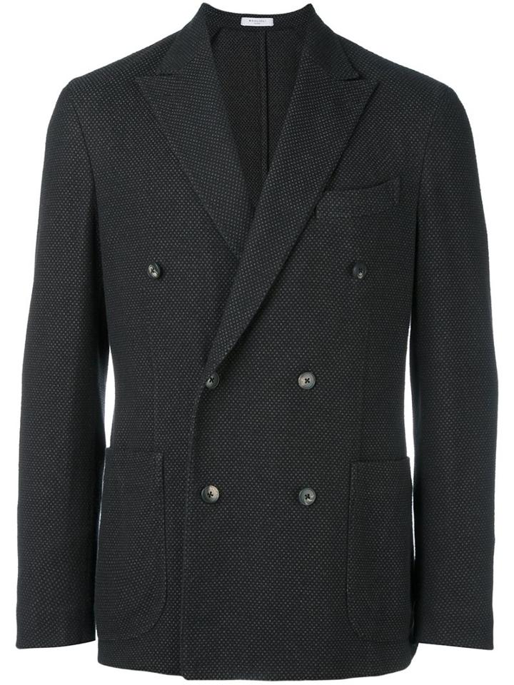 Boglioli Double Breasted Blazer, Men's, Size: 48, Black, Cotton/polyamide