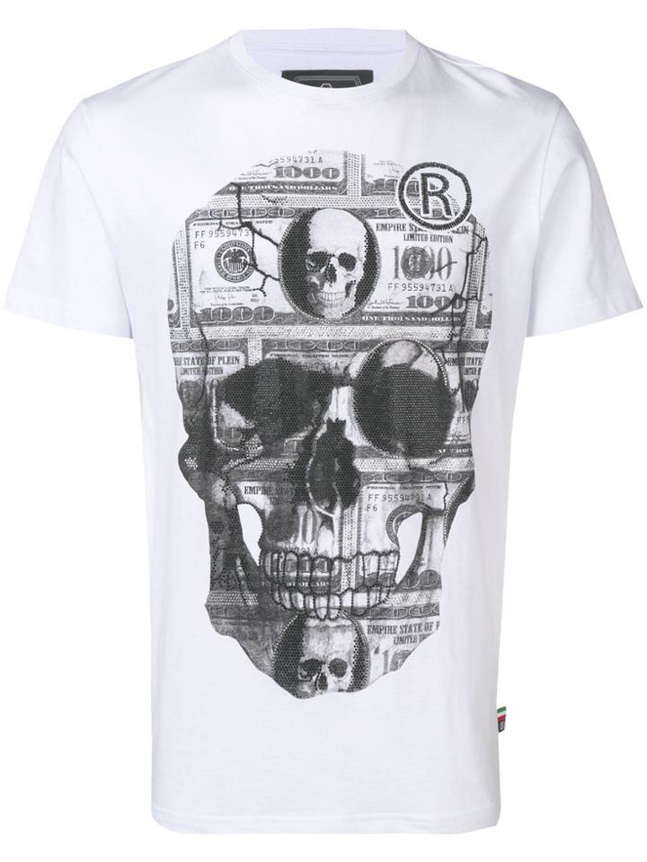 Philipp Plein Crystal Embellished Skull T-shirt - White