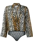 Rixo London Leopard Print Blouse Bodysuit - Neutrals