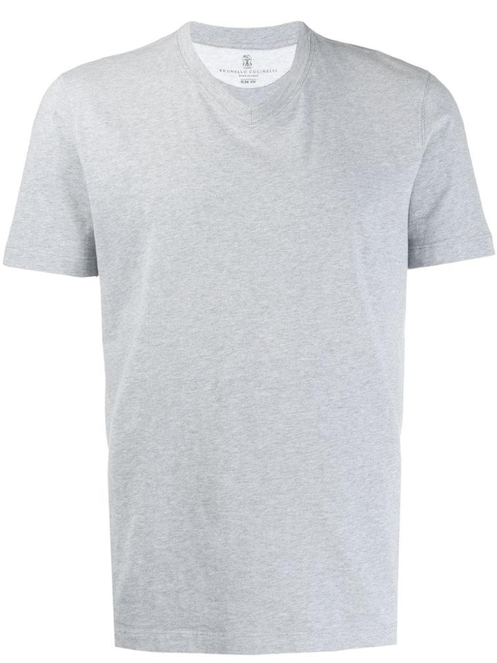 Brunello Cucinelli V-neck Slim Fit T-shirt - Grey