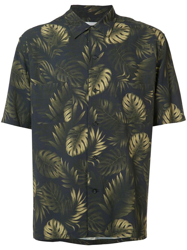 Vince Leaf Print Shirt, Men's, Size: Xl, Green, Viscose