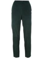 Drome - Elasticated Waistband Cropped Trousers - Women - Cupro/lamb Nubuck Leather - Xxl, Green, Cupro/lamb Nubuck Leather