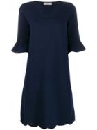 D.exterior Ruffled Sleeve Midi Dress - Blue