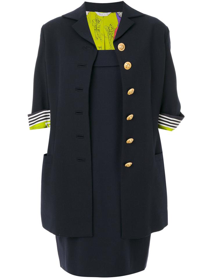 Versace Vintage Day Coat & Babydoll Dress - Blue
