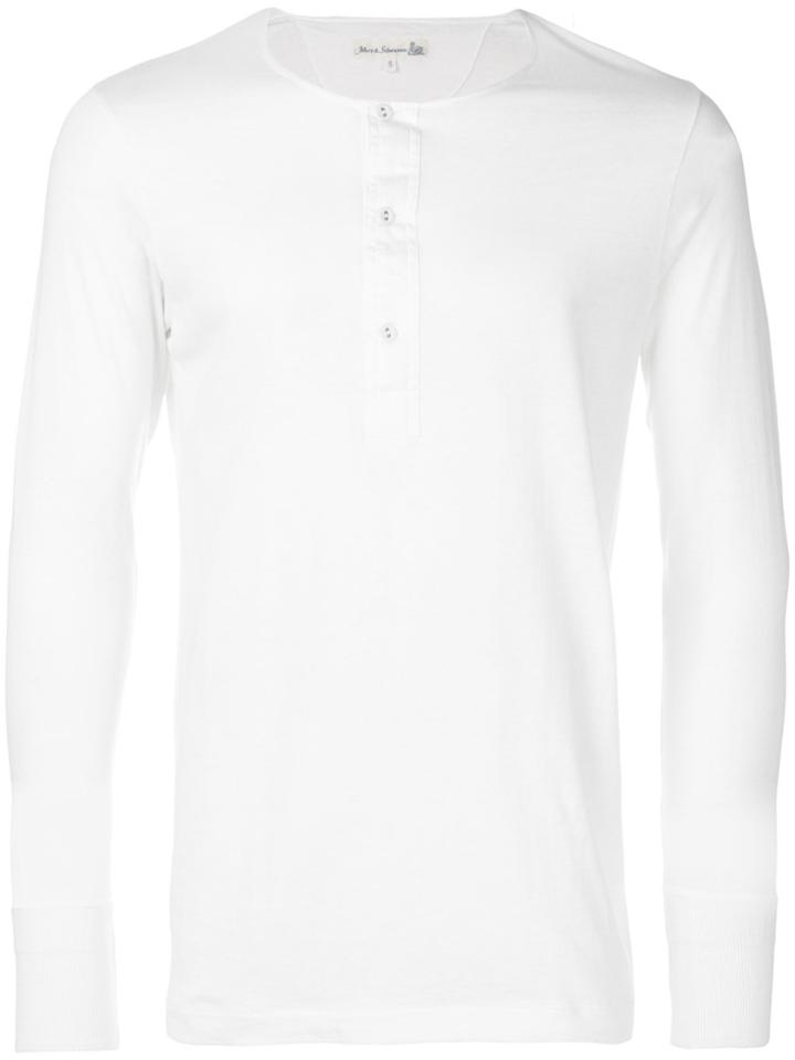 Merz B. Schwanen Button Detail T-shirt - White
