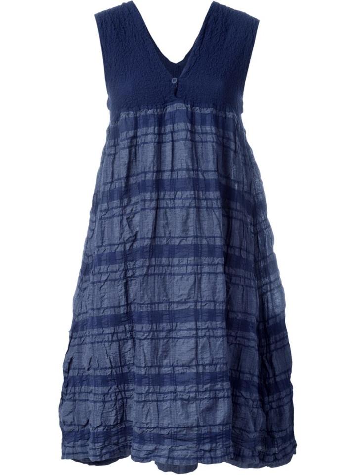 Issey Miyake Cauliflower Stripe Textured Day Dress, Women's, Blue, Cotton/polyester/ramie