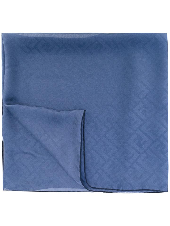 Fendi - Embossed Scarf - Women - Silk - One Size, Blue, Silk