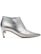 Nicholas Kirkwood Silver Mira 55 Pearl Heel Ankle Boots