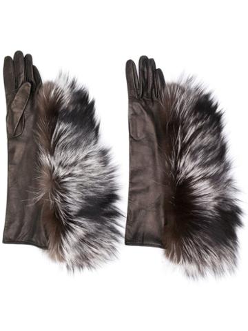 Maison Margiela Fur Trimmed Gloves - Brown