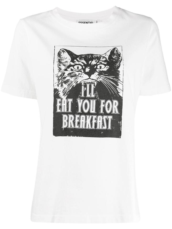 Essentiel Antwerp Printed Slogan T-shirt - White