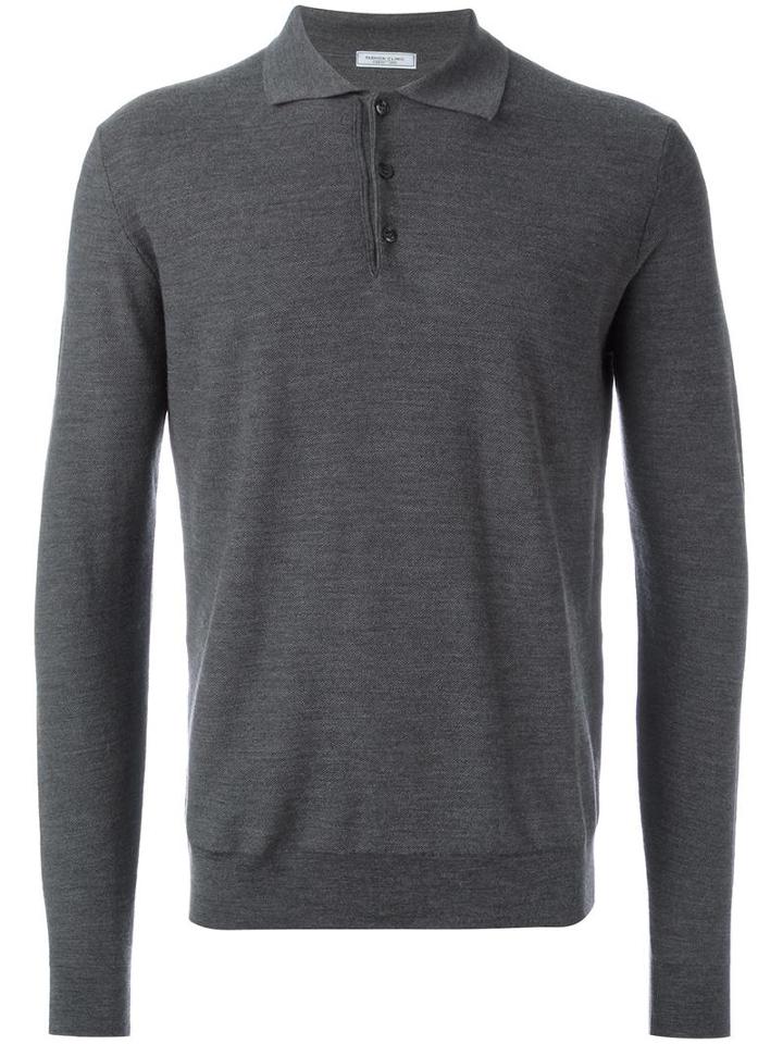 Fashion Clinic Polo Collar Jumper, Men's, Size: 56, Grey, Wool