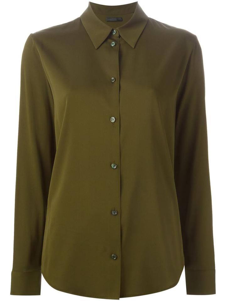 The Row Peter Shirt, Women's, Size: 8, Green, Silk/spandex/elastane