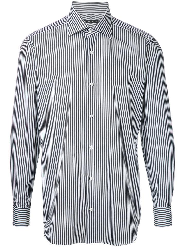 Estnation Striped Shirt, Men's, Size: 42, Black, Cotton