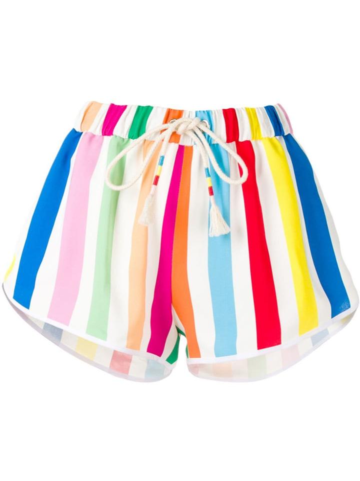 Mira Mikati Rainbow Striped Shorts - White