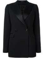 Tagliatore Peaked Lapel Blazer, Women's, Size: 40, Black, Polyester/spandex/elastane/virgin Wool/cupro