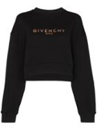 Givenchy Logo Print Cropped Sweatshirt - Black