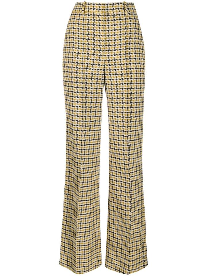 Victoria Beckham Houndstooth Flared Trousers - Neutrals