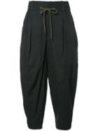 Devoa Drawstring Striped Pants - Black