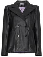 Ashley Williams Double Breasted Faux Leather Blazer - Black