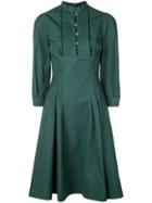 Oscar De La Renta Puff Sleeves Flared Dress - Green