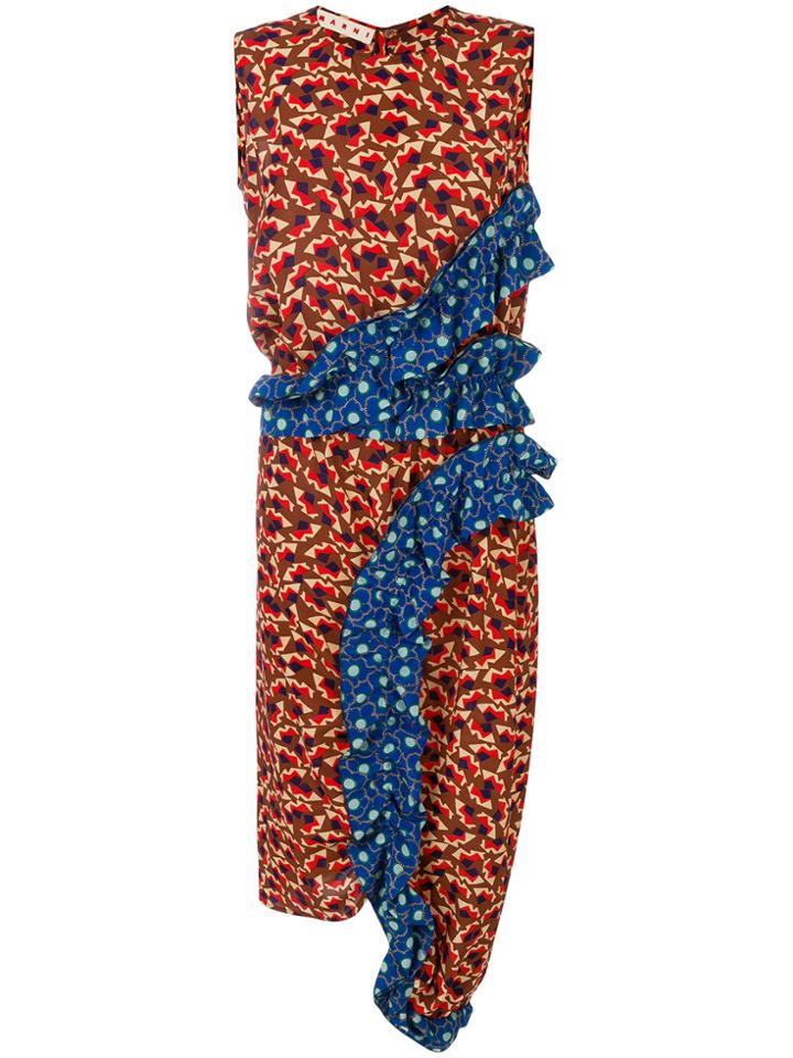 Marni Asymmetric Ruffled Dress - Multicolour