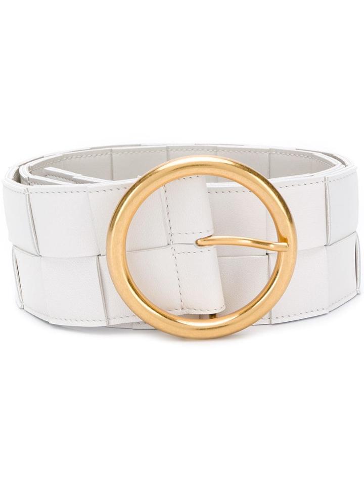 Bottega Veneta Crocodile Effect Belt - White