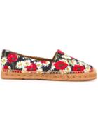 Dolce & Gabbana Daisy And Poppy Print Espadrilles, Women's, Size: 40, Black, Cotton/leather