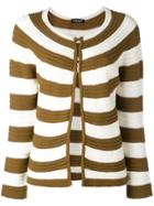 Twin-set Striped Open Front Cardigan - White