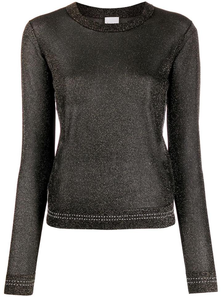 Paul Smith Glittered Long Sleeve Top - Black