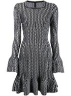 Alaïa Fluted Knit Dress, Women's, Size: 40, Black, Polyamide/polyester/spandex/elastane/wool