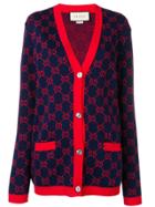 Gucci Gg Intarsia Cardigan - Blue