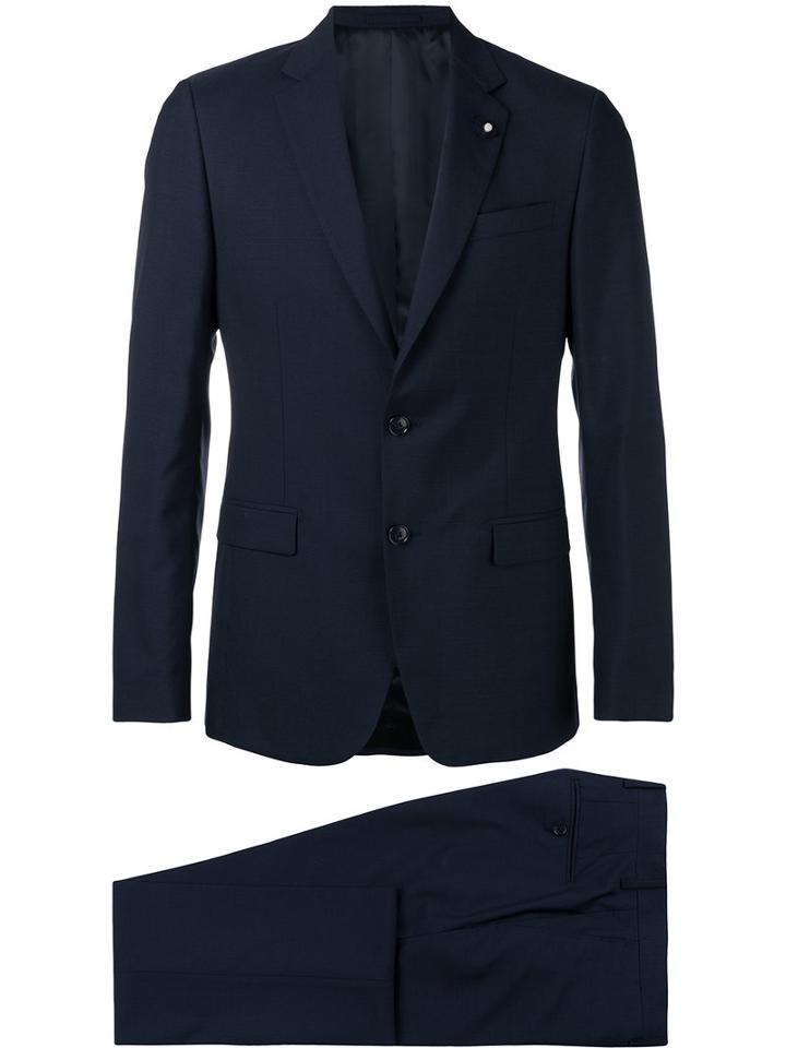 Lardini Flap Pockets Two-piece Suit, Men's, Size: 50, Blue, Cotton/cupro/viscose/wool